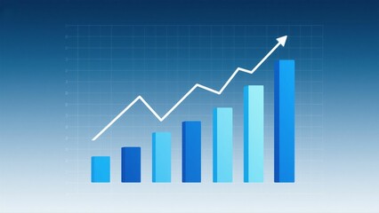 Abstract Financial Growth Chart with Blue Bars and Line Graph