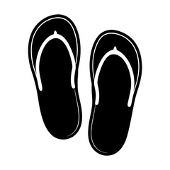 Pair of black and white flip flops for beach or summer fun