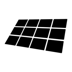 Minimalist black and white solar panel array isolated on white background