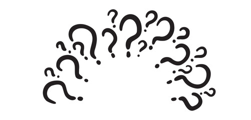 question mark circle around concept doodle hand drawn frame. question mark semicircle splash drawing line clipart symbol