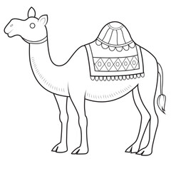 Line Art Camel Illustration for Coloring or Design Projects
