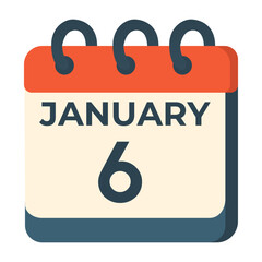 January 6 calendar vector on white background
Vector calendar with date