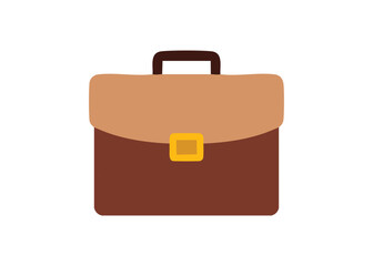 Flat icon illustration of a classic brown briefcase for business and professional purposes