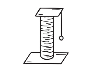 cat scratching post doodle hand drawn icon. Outline drawing cat scratching post line clipart symbol