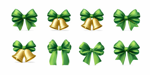 Collection of Christmas Elements, Gift Box, Snowman, Bells, Gnome, and Christmas Trees.