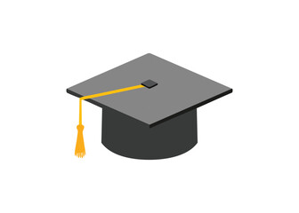 Simple illustration of a graduation cap isolated on a white background with academic concept
