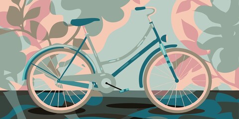 Fototapeta premium Creative illustration merging urban buildings and roads to form a bicycle, celebrating urban mobility on World Bicycle Day