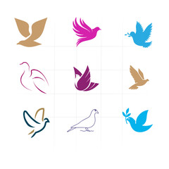 Dove editable logo vector set