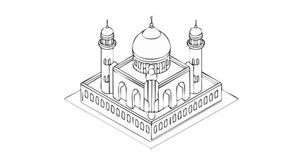 Fototapeta premium Traditional Islamic Architectural Outline Vector 