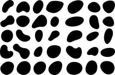 Abstract black shapes on white background, perfect for graphic design elements.