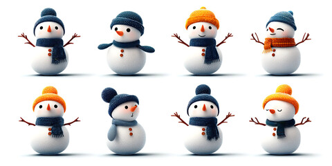 Collection of Christmas Elements, Gift Box, Snowman, Bells, Gnome, and Christmas Trees.