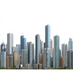 Obraz premium Detailed city skyline with various buildings and skyscrapers for architectural visualization and urban planning purposes