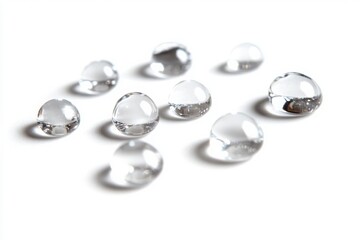 Clear water droplets on a surface for science, health, and beauty use cases.