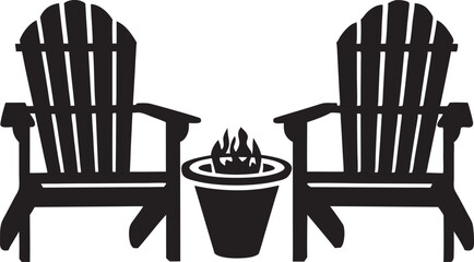 Adirondack chair black icon, silhouette black and white silhouette, vector and illustration 