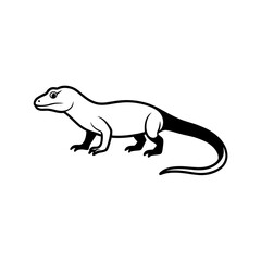  Vector illustration of komodo Dragon line art
