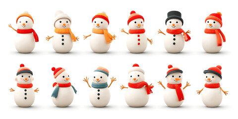 Collection of Christmas Elements, Gift Box, Snowman, Bells, Gnome, and Christmas Trees.