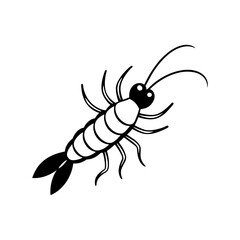 Vector illustration of mantis Shrimp silhouette