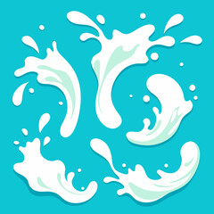Set of Milk Splashes