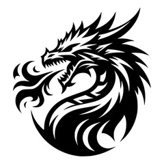 Fototapeta premium A Fierce Dragon Silhouette with a fiery breath
