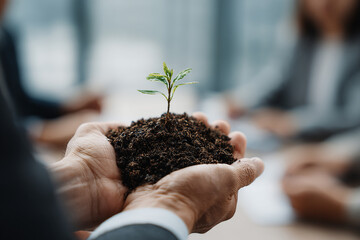 hands holding plant