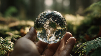 hand holding a globe