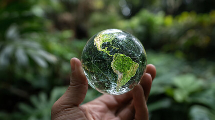 hand holding green earth
