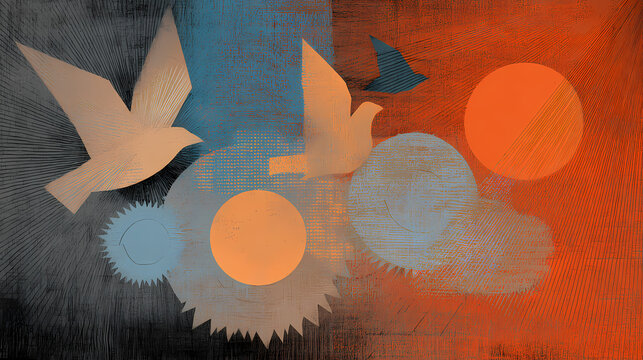 Teamwork soaring gears dreamwork - symbolizing collaboration, innovation, success, freedom, and aspiration through meshing gears and birds. teamwork makes the dream work. Dream Machine. Illustration