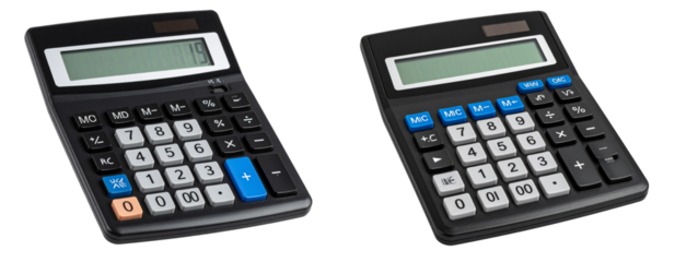 Modern Digital Calculator with Large Display Isolated on Transparent Background PNG