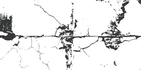 Damaged Cement Surface Illustration on Transparent Background – Abstract Cracked Concrete Texture for Industrial Graphic Design Use