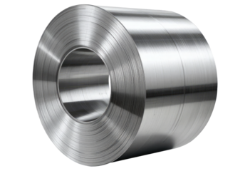 Industrial Steel Coil Roll Isolated PNG for Manufacturing and Production.