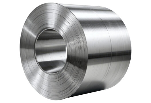 Industrial Steel Coil Roll Isolated PNG for Manufacturing and Production.