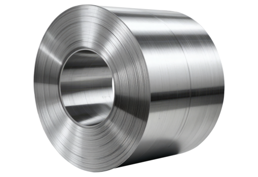 Industrial Steel Coil Roll Isolated PNG for Manufacturing and Production.