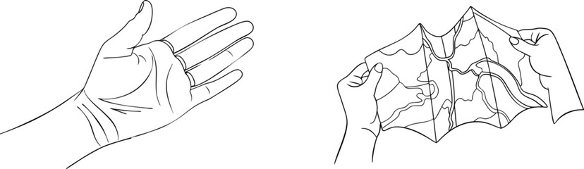 Fototapeta premium Hand Gestures Sketch Illustration Showing Open Palm And Shadowplay
