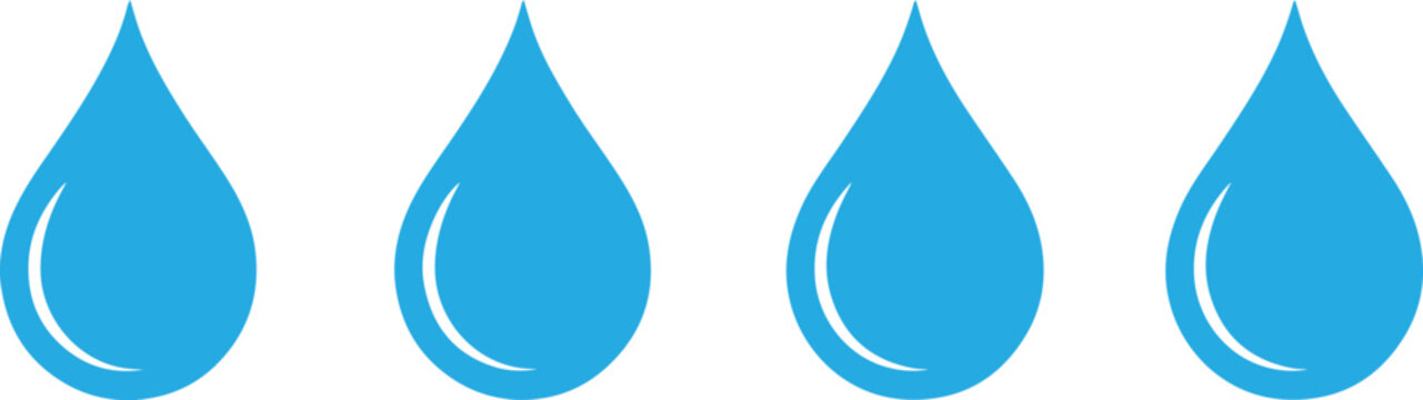 Blue Water Drop Icons: Hydration & Liquid Symbols