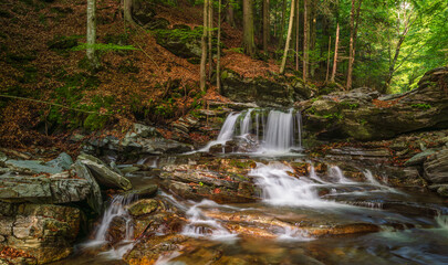 Waterfalls, mounrains Jeseniky, river, cascade, waterfall, water, nature, river, stream, forest, landscape, cascade, rock, green, stone, falls, flow, mountain, creek, tree, fall, rocks, moss, trees, 