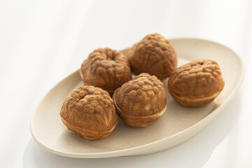 Korean Food Walnut Sweets on white background