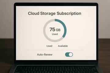 Naklejka premium Cloud Storage Subscription Display on Laptop