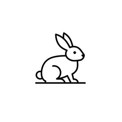 Obraz premium Line art illustration of a rabbit sitting in a neutral style 