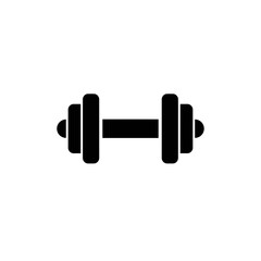 Black dumbbell icon in minimalistic style on a plain background  