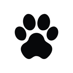 Black Paw Print Animal Track of Dog Pet, Footprint Symbol