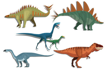 Ancient Giants: A captivating portrayal of various dinosaur species. Witness the unique shapes, colors, and sizes of these prehistoric creatures.