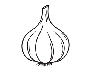 garlic doodle hand drawn icon. Outline drawing garlic line clipart symbol