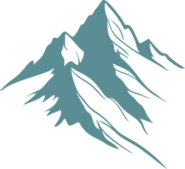 Mountain peak summit logo design. Outdoor hiking adventure icon. Alpine wilderness travel symbol. Vector illustration.