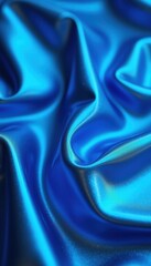 Obraz premium Gleaming blue satin fabric draped elegantly, showcasing intricate folds and smooth textures, perfect for a luxurious design background.