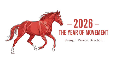 Red horse symbolizing strength and passion in 2026, the year of movement  