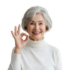 senior woman showing thumbs up