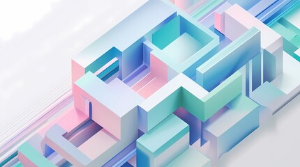 Minimal Geometric Maze in Soft Pastel Tones