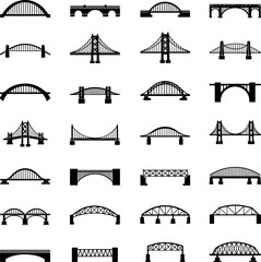 Collection of various bridge types, in silhouette.