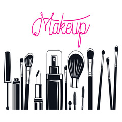 Beauty Set makeup vector illustration