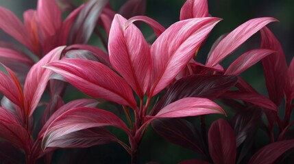 Fototapeta premium Pink plants elongated leaves texture deep colors